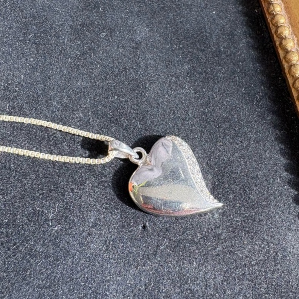 Sterling Silver & Diamond Heart Pendant with Chain